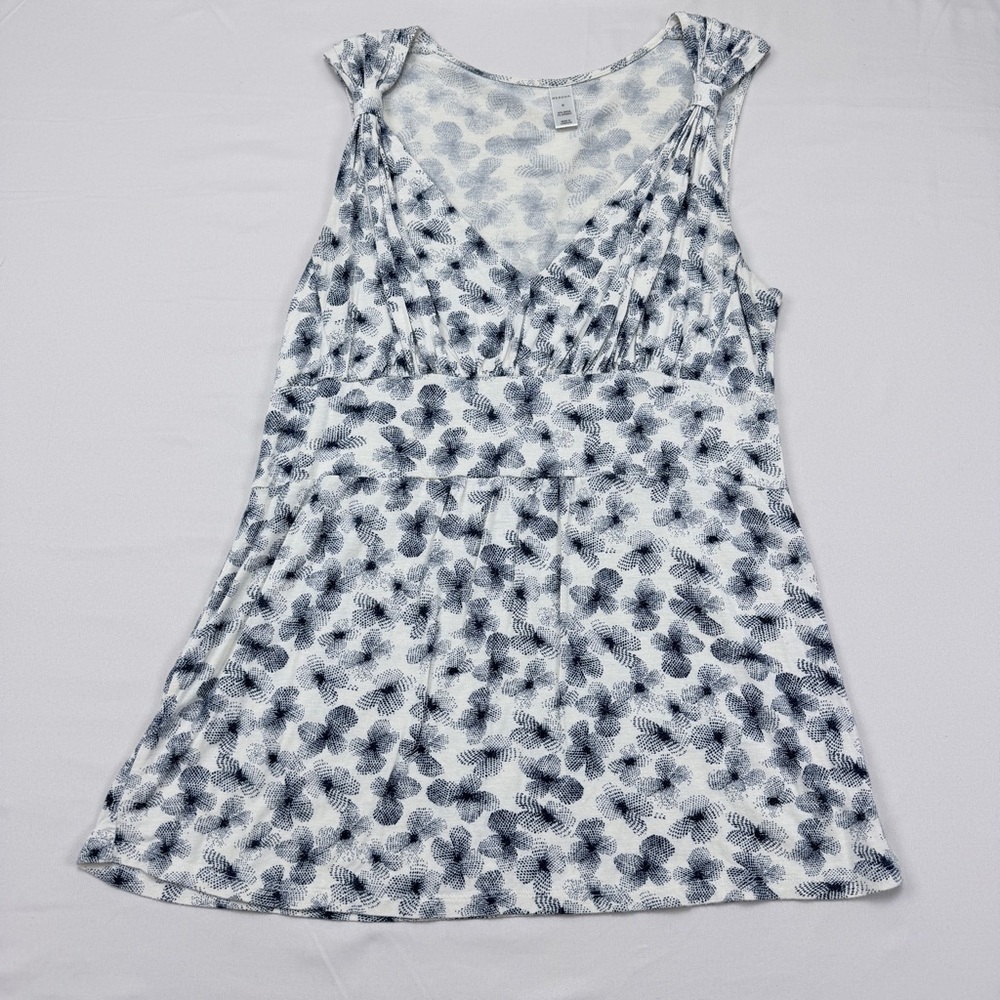 Merona Blue and White Floral Blouse